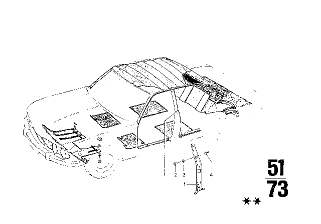 1973 BMW 3.0S Trim Panel Diagram 1