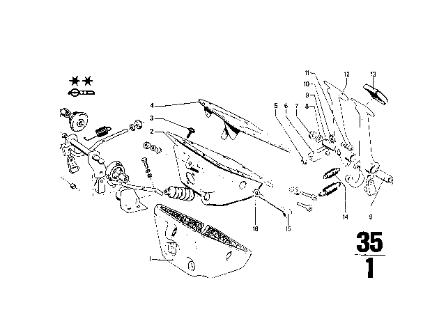 1970 BMW 1602 Pedals - Supporting Bracket Diagram 1