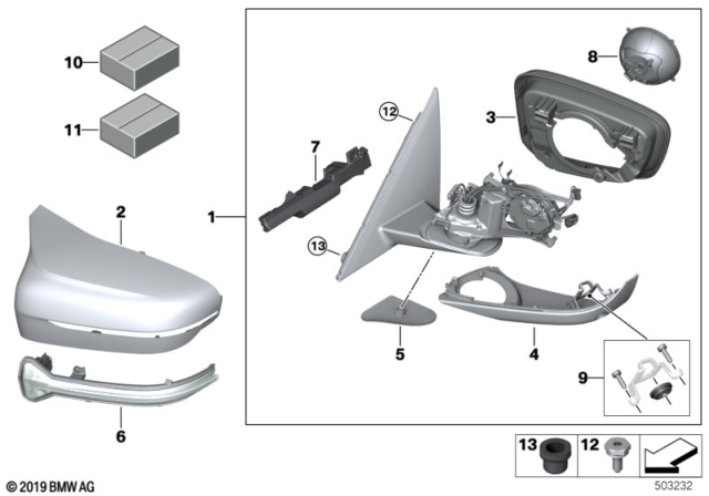 2020 BMW M8 OUTSIDE MIRROR SHROUD, CARBO Diagram for 51168043648