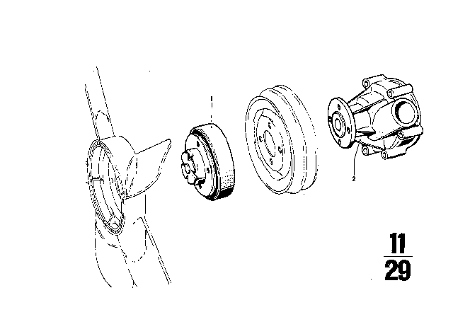 1973 BMW 3.0CS Water Pump Diagram 1