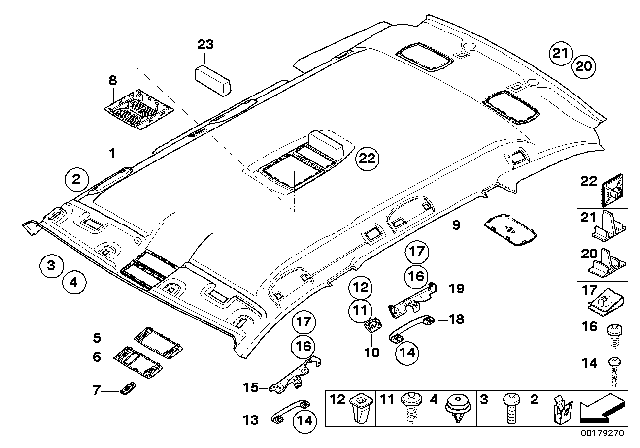 2008 BMW 535xi Support Roof Bow Diagram for 51446968354