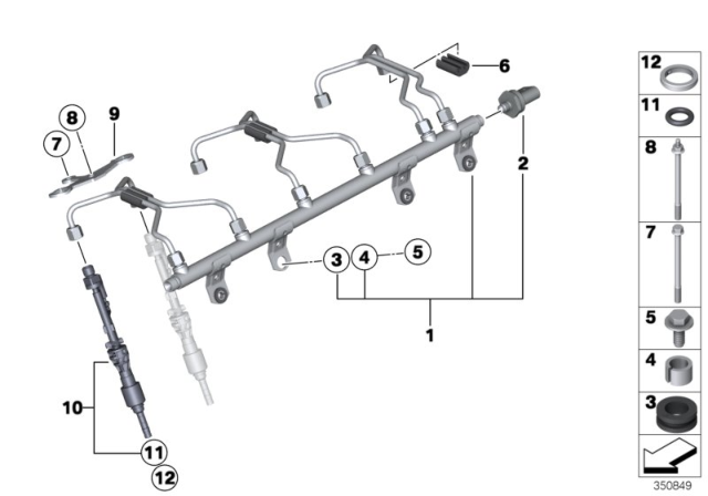 2017 BMW M4 High-Pressure Rail Diagram for 13537848363