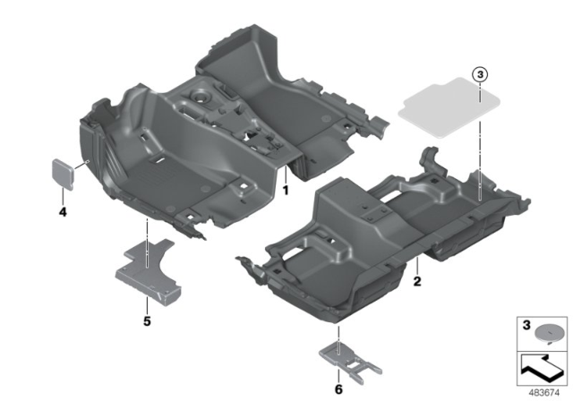 2018 BMW 640i xDrive Gran Turismo Floor Covering Diagram