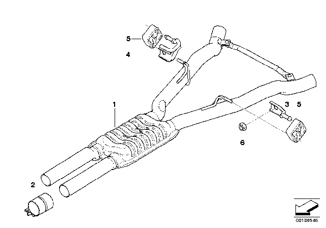 2010 BMW 650i Centre Muffler Diagram for 18107841938