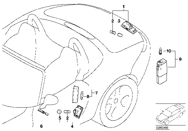 2001 BMW Z8 Chargeable Handlamp Diagram for 63318377861