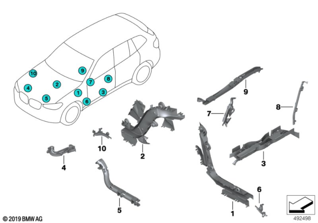 2019 BMW X3 Wiring Harness Covers / Cable Ducts Diagram 2