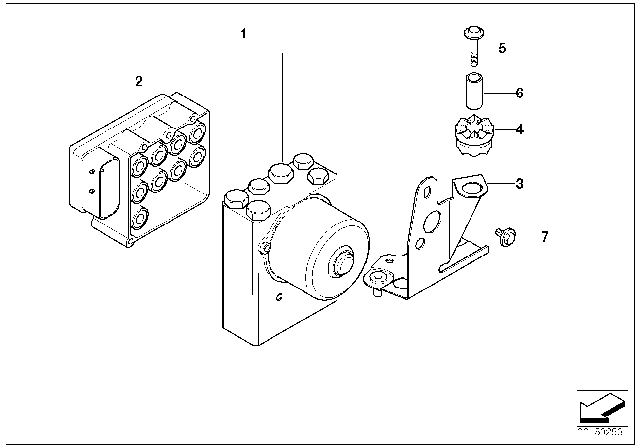 1998 BMW 528i ASC Hydro Unit / Control Unit / Support Diagram