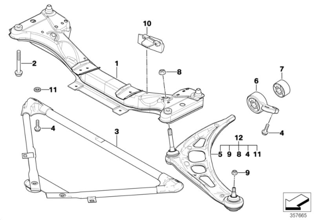 2000 BMW 323i Front Axle Support / Wishbone Diagram 1