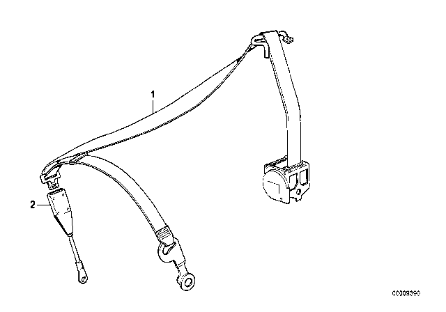 1990 BMW 325i Safety Belt Front Diagram