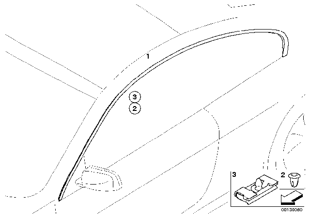 2007 BMW 650i Roof Moulding / Roof Rail Diagram 2