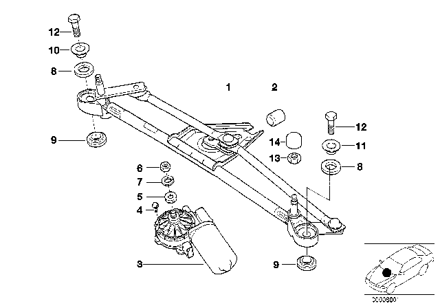 2001 BMW Z3 Single Wiper Parts Diagram