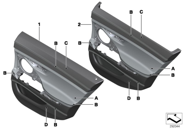 2015 BMW 640i Gran Coupe Door Lining Leather Rear Left Diagram for 51427982249