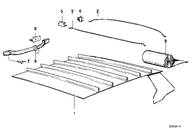 1985 BMW 524td Roof Trim - Headlining / Handle Diagram