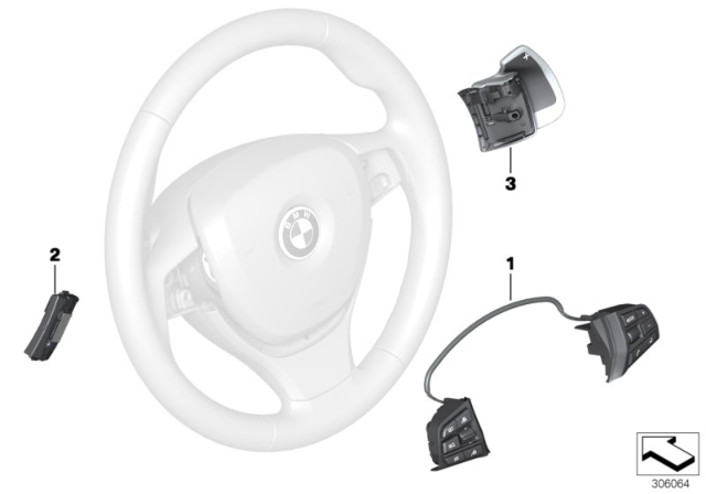 2015 BMW 650i xDrive Steering Wheel Electronic Control Diagram