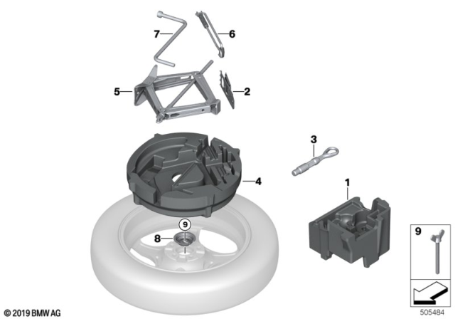 2020 BMW X5 Tool Kit / Lifting Jack Diagram 2