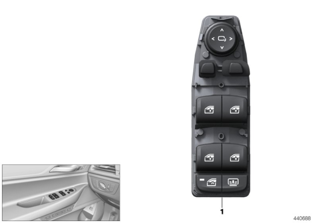 2017 BMW 750i xDrive Operating Unit, Switch Cluster, Door Diagram