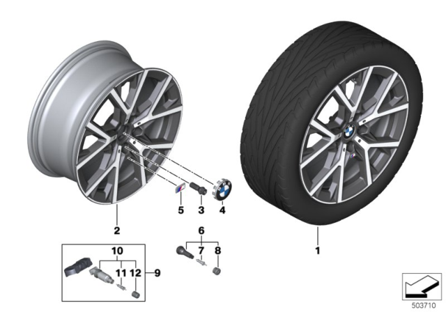 2020 BMW M235i xDrive Gran Coupe BMW Light-Alloy Wheel, V-Spoke Diagram 3