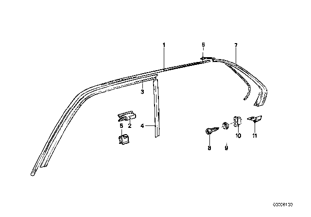 1978 BMW 320i Moulding Joint Right Diagram for 51131844036