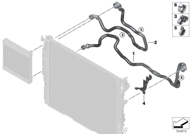 2020 BMW 530i Cooling System - Displaced Radiator Diagram