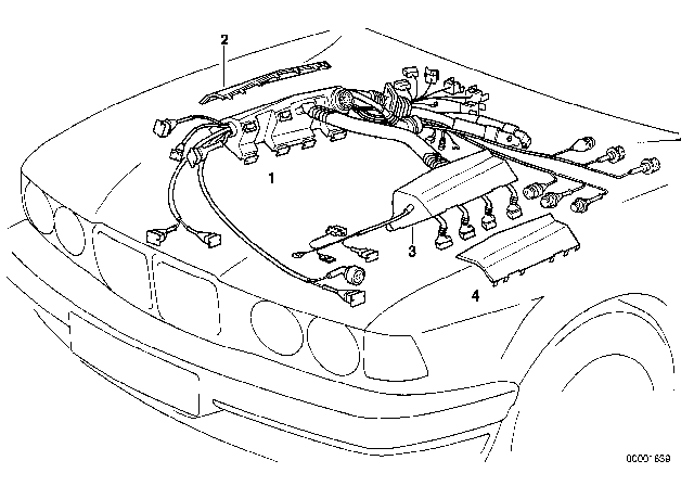 1999 BMW 740iL Covering Wire Harness Engine Diagram