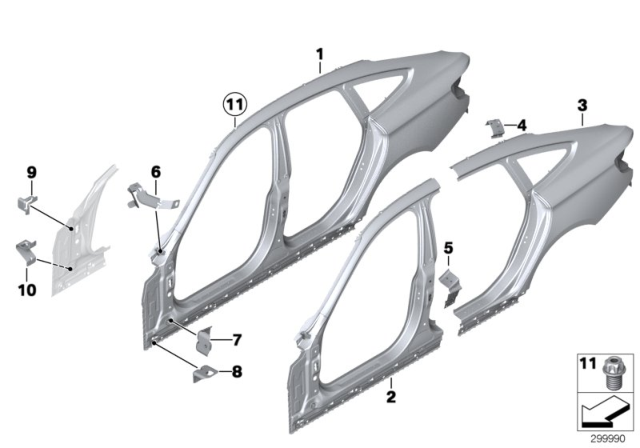 2015 BMW 428i xDrive Gran Coupe Reinforcement Plate, C-Pillar, Left Diagram for 41217334029