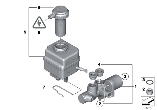 2012 BMW 750i Brake Master Cylinder / Expansion Tank Diagram