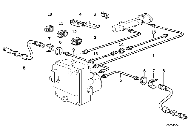 1994 BMW 530i Brake Pipe Front ABS Diagram 2