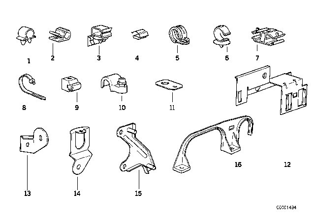 1994 BMW 740i Cable Harness Fixings Diagram