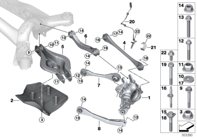 2020 BMW 330i Rear Axle Support / Wheel Suspension Diagram