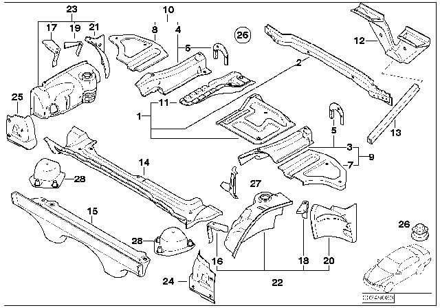 2006 BMW Z4 M Bracket, Floor,Fold.Top Compartm. Rear Left Diagram for 41147064651