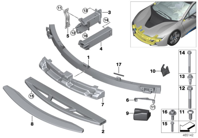 2017 BMW i8 Support, Front Diagram