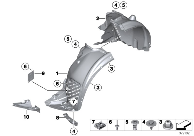 2017 BMW X3 Wheel Arch Trim Diagram 1