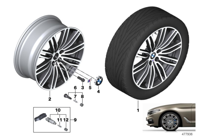 2019 BMW M550i xDrive BMW LA Wheel, Double Spoke Diagram 3