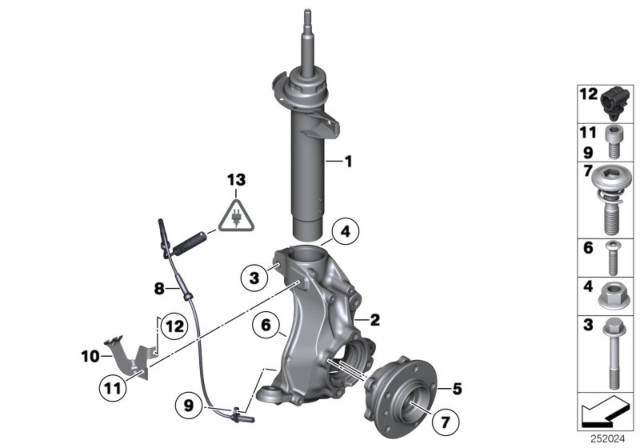 2014 BMW X1 Wheel Hub With Bearing, Front Diagram for 31206852091