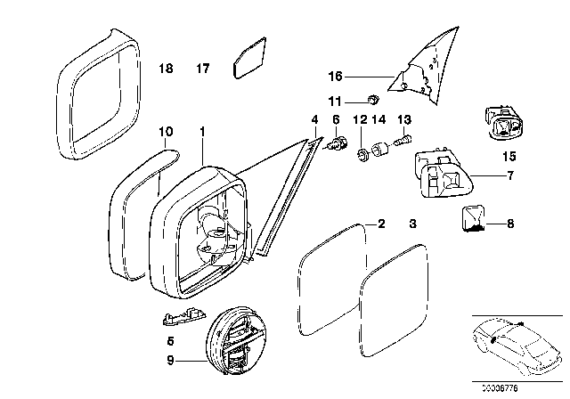 1992 BMW 318i Outside Mirror Diagram 3