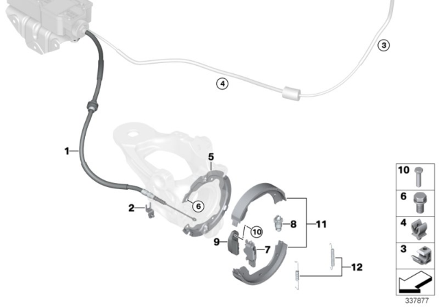 2011 BMW X5 Parking Brake / Brake Shoes Diagram