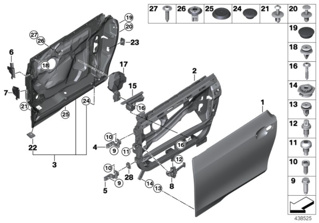 2014 BMW i3 Left Upper Front Door Hinge Diagram for 51004820135