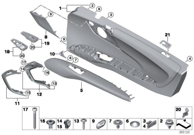 2017 BMW i8 Door Trim Panel Diagram