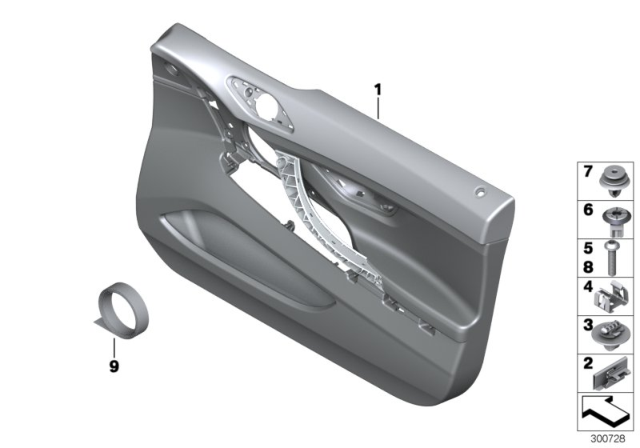 2015 BMW 640i Gran Coupe Door Lining Leather Left Diagram for 51417304289