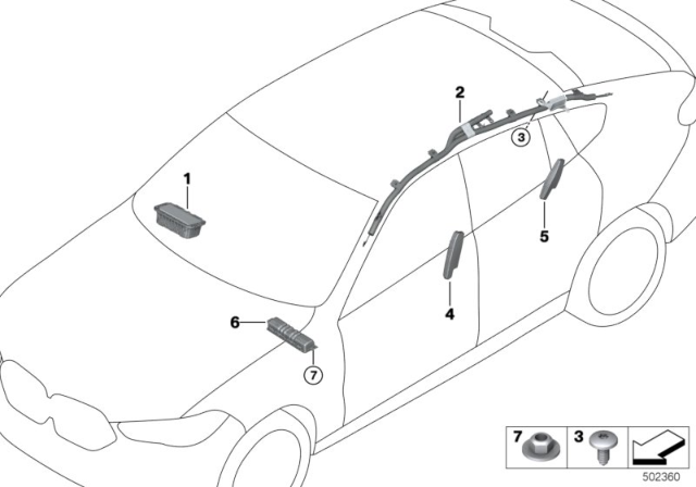 2020 BMW X6 HEAD AIRBAG, RIGHT Diagram for 72127409346