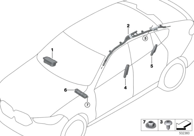 2020 BMW X6 SIDE AIRBAG, SEAT, REAR LEFT Diagram for 72126996657