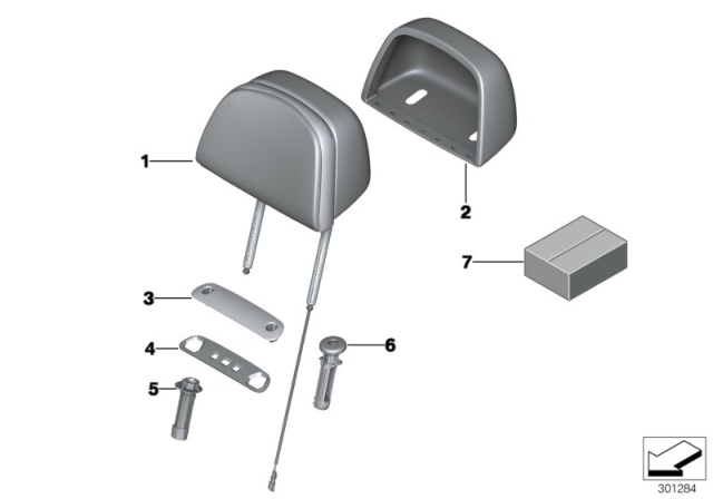 2016 BMW X5 Seat, Front, Head Restraint Diagram