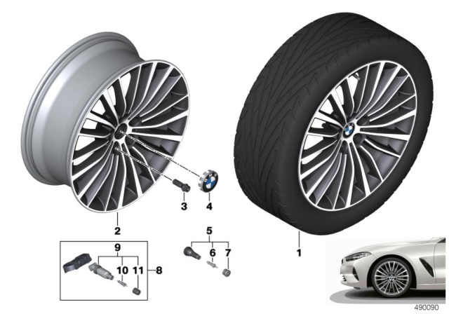 2020 BMW 840i xDrive Gran Coupe BMW LA Wheel, Multi-Spoke Diagram 1