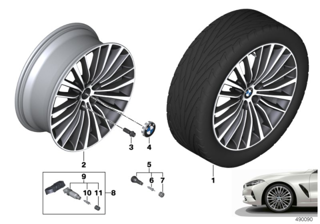 2019 BMW M850i xDrive Light Alloy Rim Ferricgrey Diagram for 36116884204