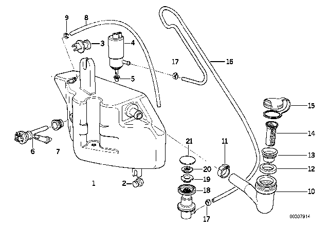 1993 BMW 525iT Single Parts For Rear Window Cleaning Diagram
