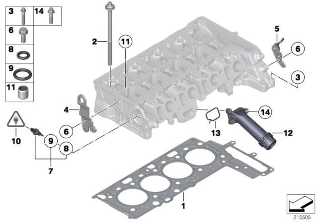 2015 BMW 328d xDrive Cylinder Head & Attached Parts Diagram 2