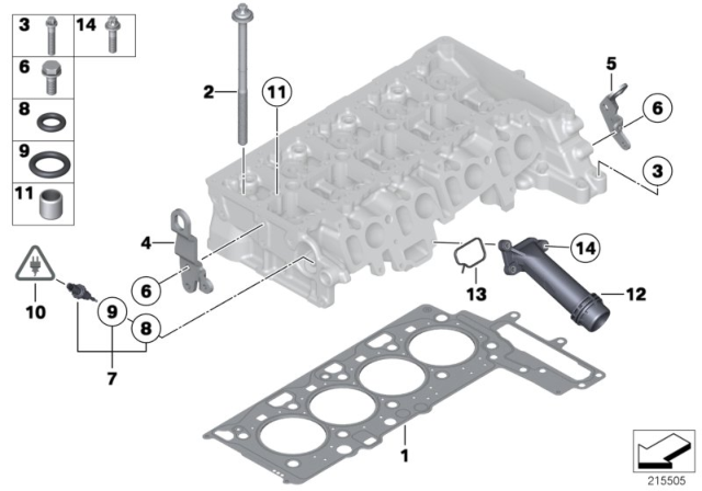 2016 BMW 328d xDrive Set Bolt Cylinder Head Diagram for 11128513128