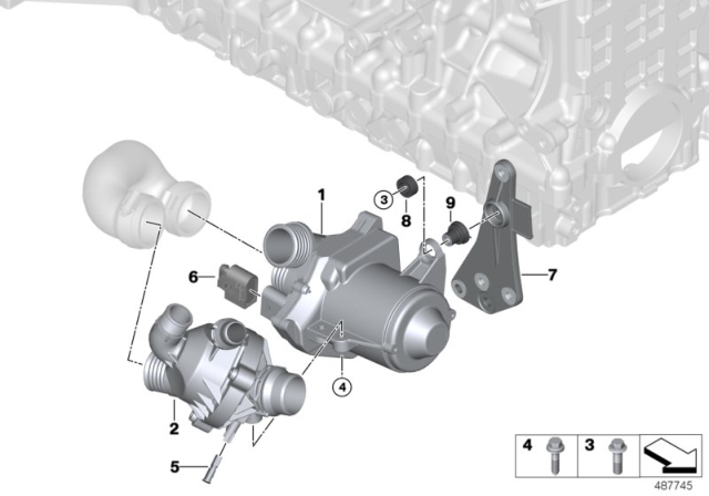 2008 BMW 328i Water Pump - Thermostat Diagram