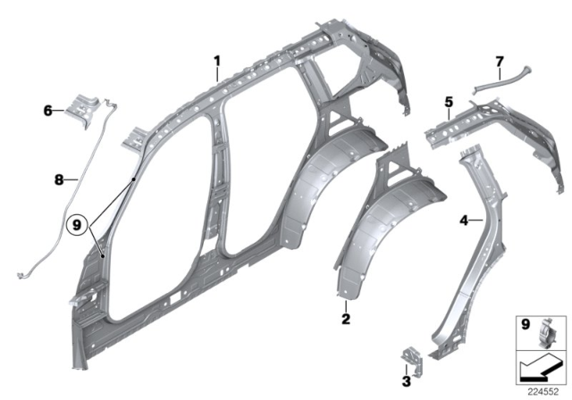 2013 BMW X3 Single Components For Body-Side Frame Diagram