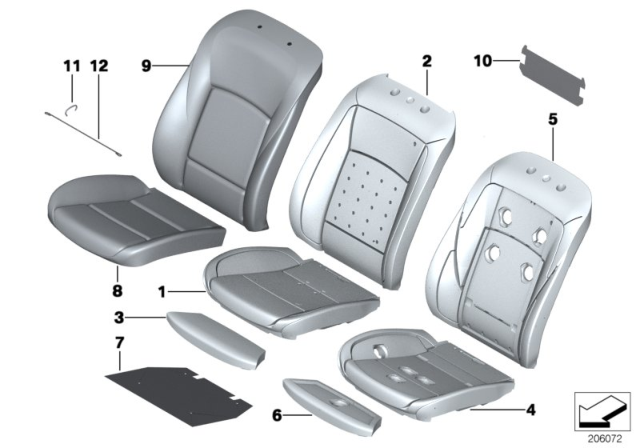 2012 BMW 750i Seat, Front, Cushion & Cover Diagram